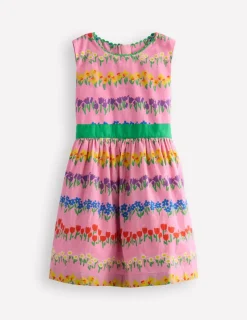 Dresses-Boden Cotton Linen Vintage Dress-Pink Spring Floral Stripe PinkSpringFloralStripe