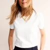Nightwear & Lougewear | T-Shirts & Tanks-Boden Cotton Puff Sleeve T-Shirt- White