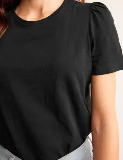 Nightwear & Lougewear | T-Shirts & Tanks-Boden Cotton Puff Sleeve T-Shirt- Black