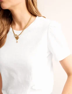 Nightwear & Lougewear | T-Shirts & Tanks-Boden Cotton Puff Sleeve T-Shirt- White