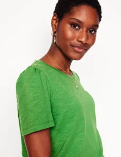 Nightwear & Lougewear | T-Shirts & Tanks-Boden Cotton Puff Sleeve T-Shirt-Paradise Green ParadiseGreen
