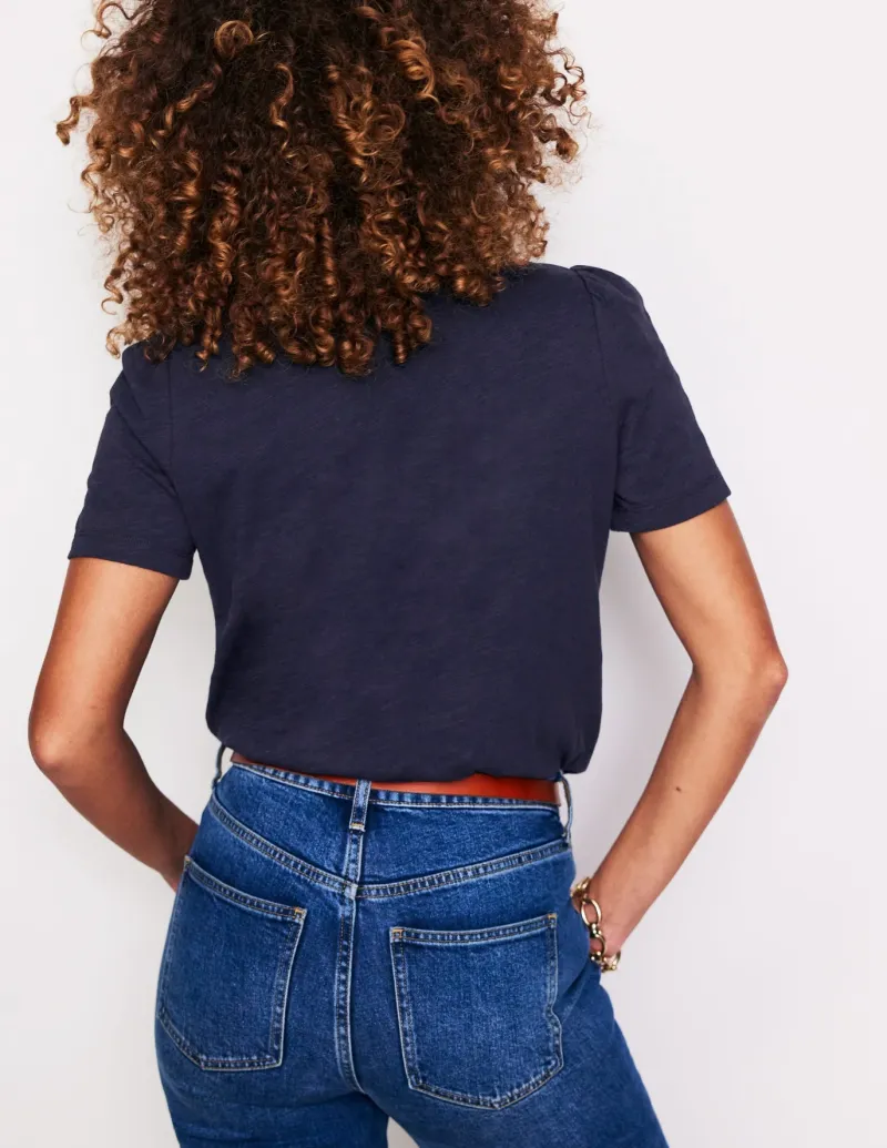 Nightwear & Lougewear | T-Shirts & Tanks-Boden Cotton Puff Sleeve T-Shirt- Navy