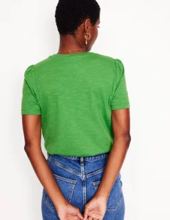 Nightwear & Lougewear | T-Shirts & Tanks-Boden Cotton Puff Sleeve T-Shirt-Paradise Green ParadiseGreen