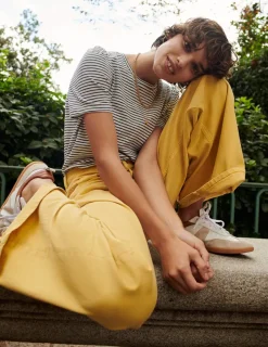 Nightwear & Lougewear | T-Shirts & Tanks-Boden Cotton Puff Sleeve T-Shirt-Ivory, Navy Stripe Ivory,NavyStripe
