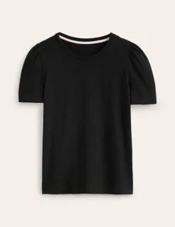 Nightwear & Lougewear | T-Shirts & Tanks-Boden Cotton Puff Sleeve T-Shirt- Black