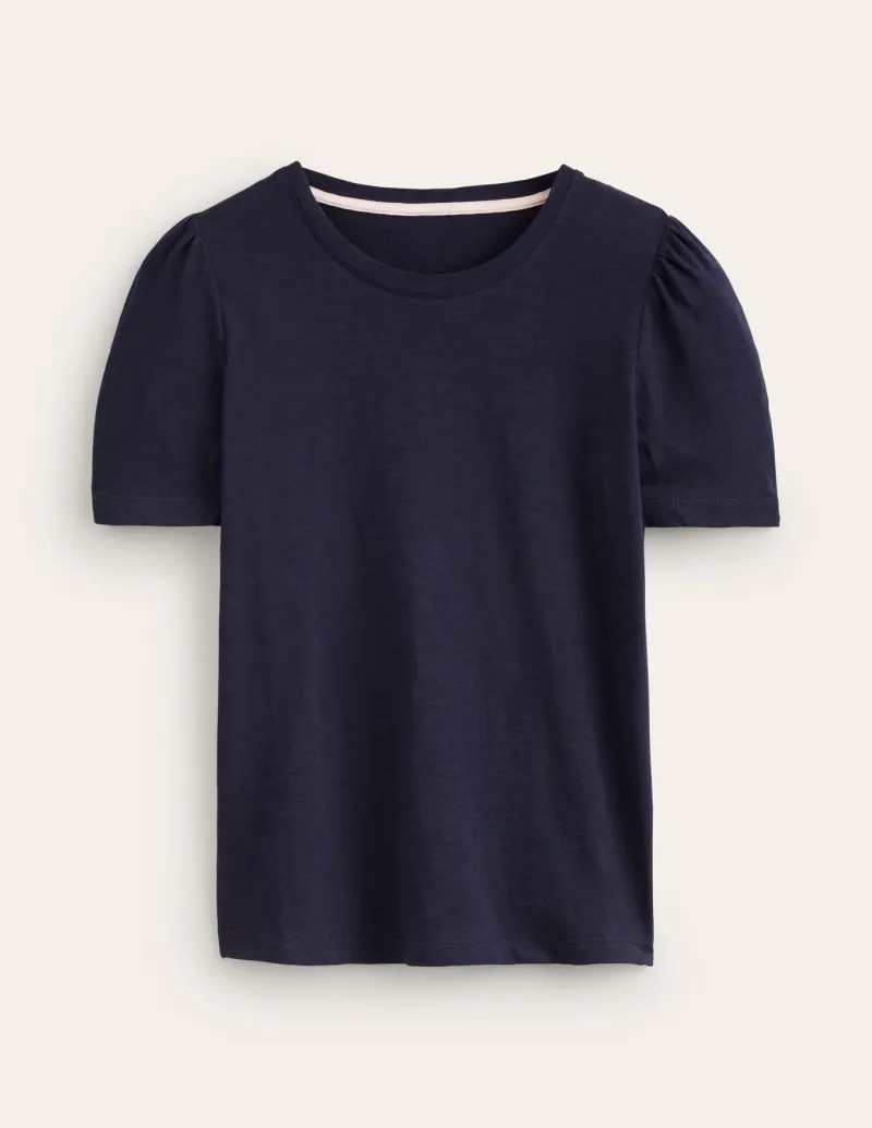 Nightwear & Lougewear | T-Shirts & Tanks-Boden Cotton Puff Sleeve T-Shirt- Navy