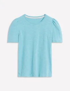 Nightwear & Lougewear | T-Shirts & Tanks-Boden Cotton Puff Sleeve T-Shirt-Duck Egg Blue DuckEggBlue