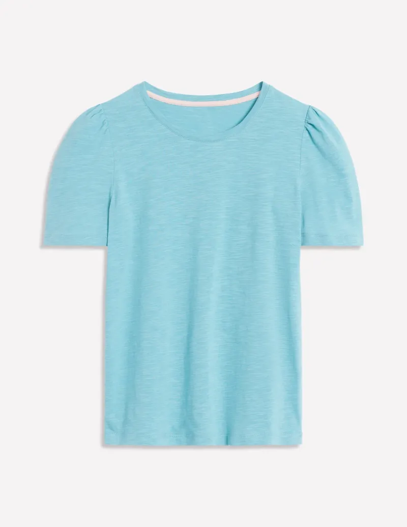 Nightwear & Lougewear | T-Shirts & Tanks-Boden Cotton Puff Sleeve T-Shirt-Duck Egg Blue DuckEggBlue