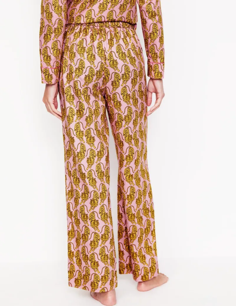 Nightwear & Lougewear-Boden Cotton Sateen Pajama Trousers-Ceylon Yellow, Tiger CeylonYellow,Tiger