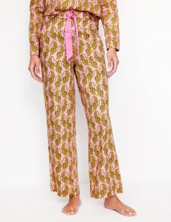 Nightwear & Lougewear-Boden Cotton Sateen Pajama Trousers-Ceylon Yellow, Tiger CeylonYellow,Tiger
