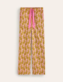 Nightwear & Lougewear-Boden Cotton Sateen Pajama Trousers-Ceylon Yellow, Tiger CeylonYellow,Tiger
