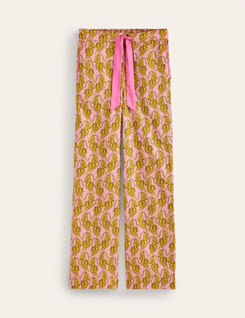 Nightwear & Lougewear-Boden Cotton Sateen Pajama Trousers-Ceylon Yellow, Tiger CeylonYellow,Tiger