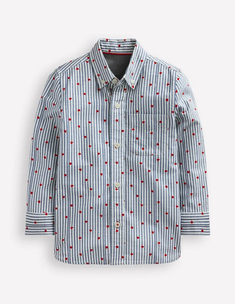 Shirts | Tops, T-Shirts & Polos-Boden Cotton Shirt-Blue Seersucker Hearts BlueSeersuckerHearts