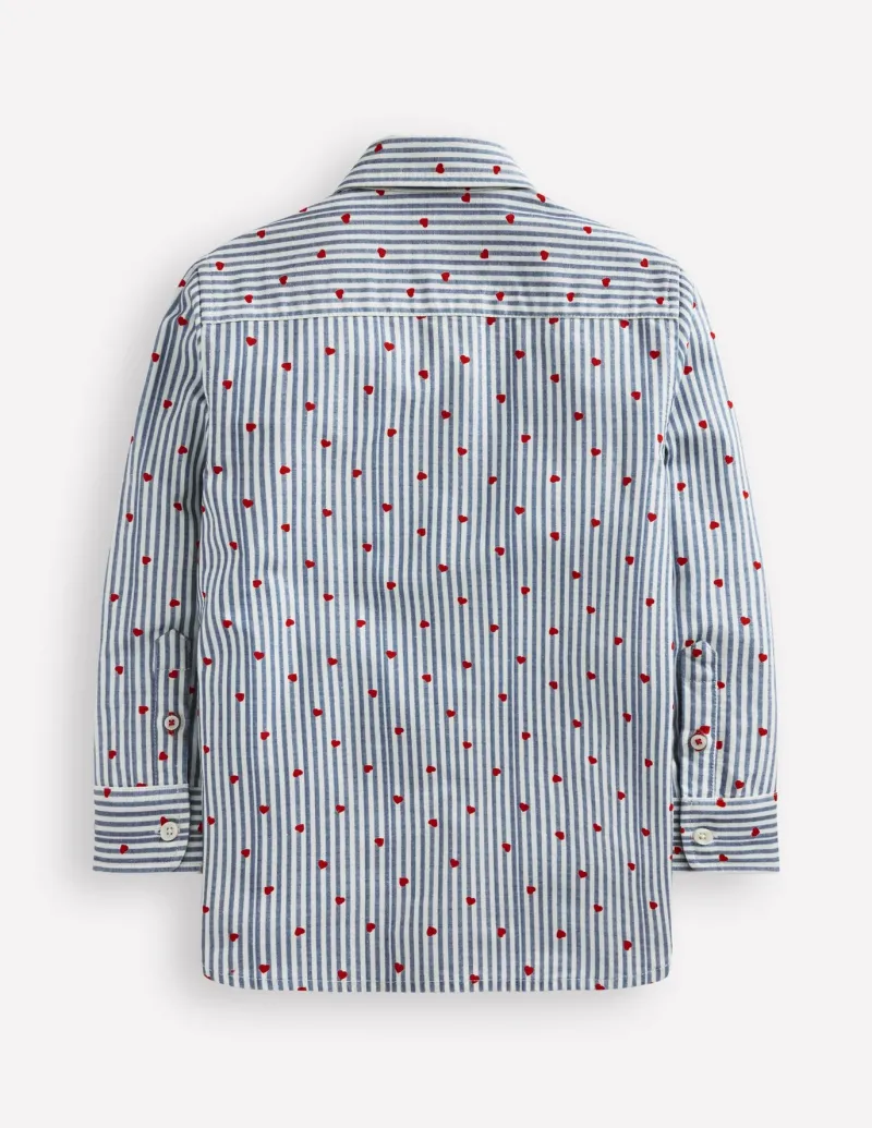 Shirts | Tops, T-Shirts & Polos-Boden Cotton Shirt-Blue Seersucker Hearts BlueSeersuckerHearts