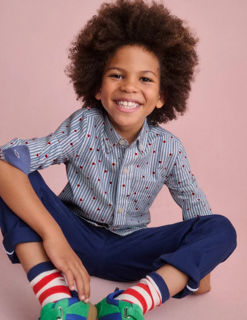 Shirts | Tops, T-Shirts & Polos-Boden Cotton Shirt-Blue Seersucker Hearts BlueSeersuckerHearts