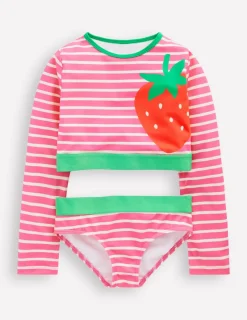 Swimwear & Beachwear-Boden Cropped Rash Vest Set-Strawberry Stripe StrawberryStripe