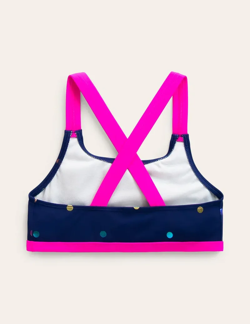 Swimwear & Beachwear-Boden Cross-back Bikini Top-Navy Rainbow Confetti Spot NavyRainbowConfettiSpot