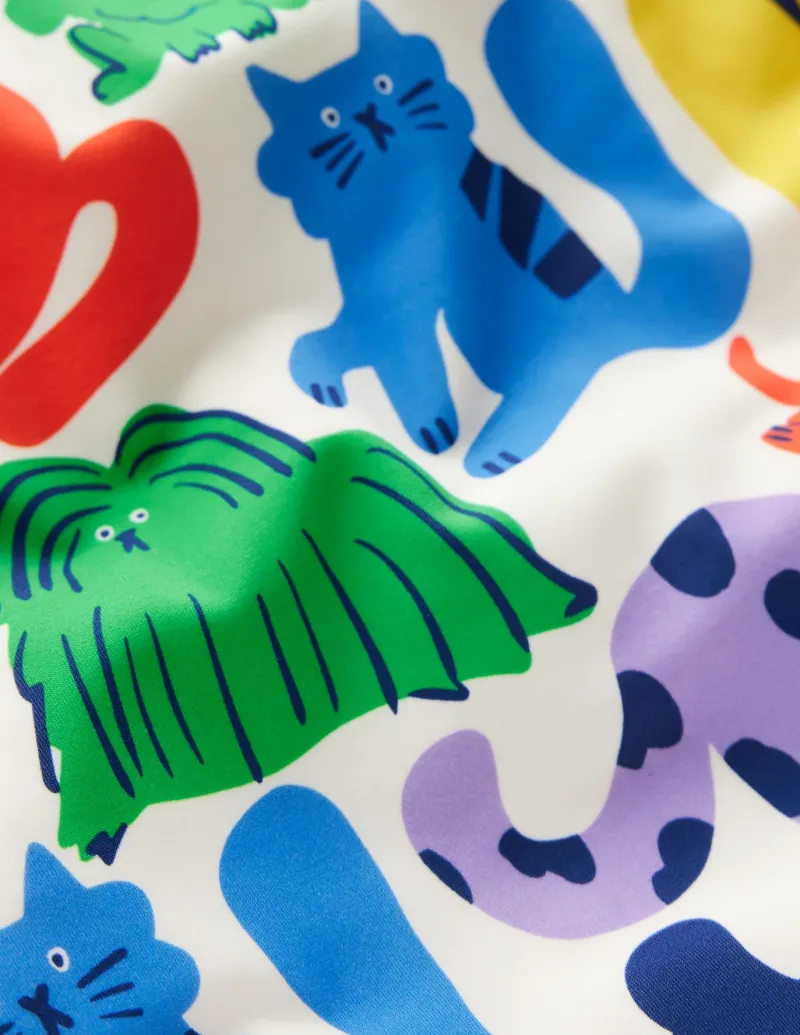 Swimwear & Beachwear-Boden Cross-Back Printed Swimsuit-Multi Oatmeal Rainbow Pets MultiOatmealRainbowPets