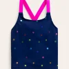 Swimwear & Beachwear-Boden Cross-Back Tankini Top-Navy Rainbow Confetti Spot NavyRainbowConfettiSpot