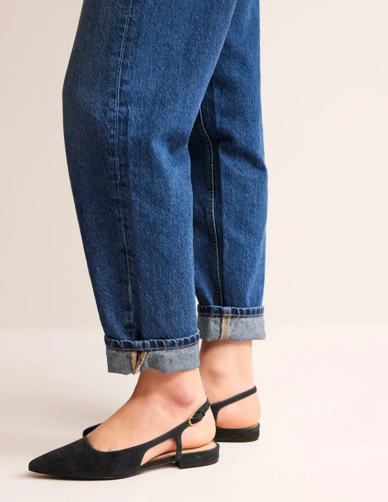 Flats-Boden Cut Out Sling Back Flats-Black suede Blacksuede