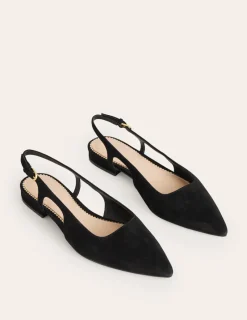 Flats-Boden Cut Out Sling Back Flats-Black suede Blacksuede