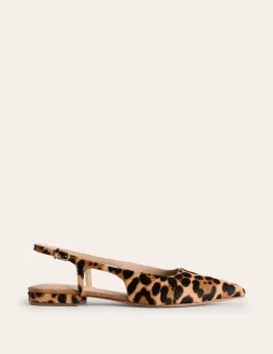 Flats-Boden Cut Out Sling Back Flats- Leopard