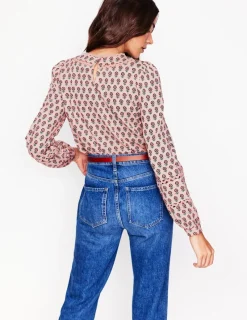 T-Shirts & Tanks | Tops & Blouses-Boden Daisy Long Sleeve Top-Milkshake, Camellia Stamp Milkshake,CamelliaStamp