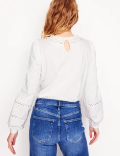 T-Shirts & Tanks | Tops & Blouses-Boden Daisy Long Sleeve Top- White