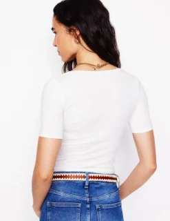 Nightwear & Lougewear | T-Shirts & Tanks-Boden Double Layer Scoop T-shirt- White