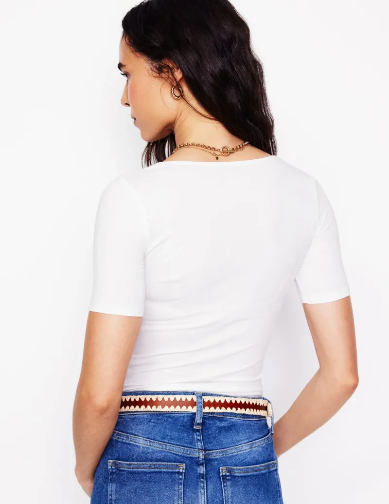 Nightwear & Lougewear | T-Shirts & Tanks-Boden Double Layer Scoop T-shirt- White