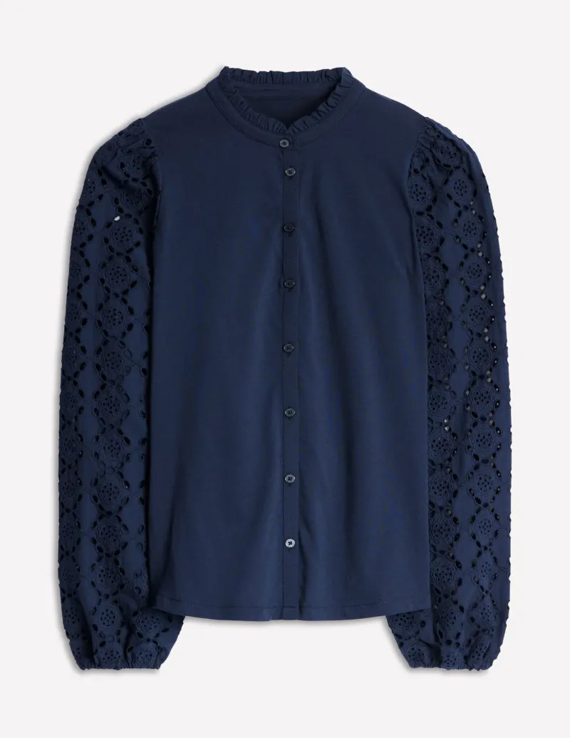 T-Shirts & Tanks | Tops & Blouses-Boden Eden Broderie Blouse- Navy