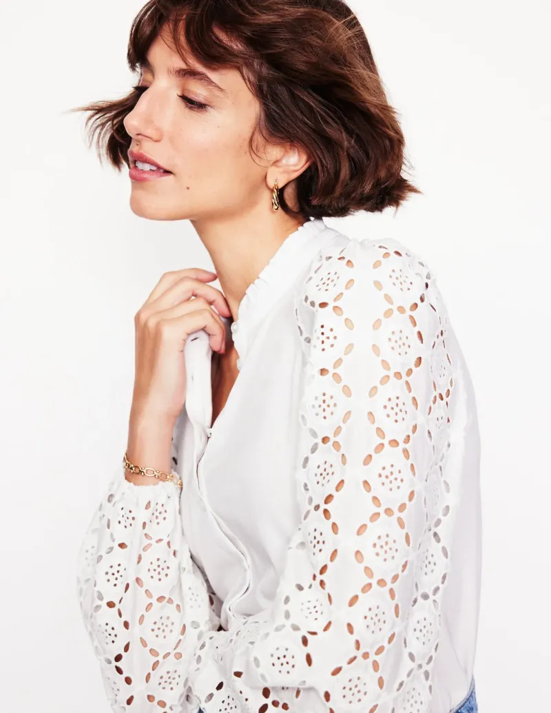 T-Shirts & Tanks | Tops & Blouses-Boden Eden Broderie Blouse- White