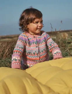 Sweaters & Cardigans-Boden Edie Fair Isle Cardigan-Bubblegum Pink Flowers BubblegumPinkFlowers