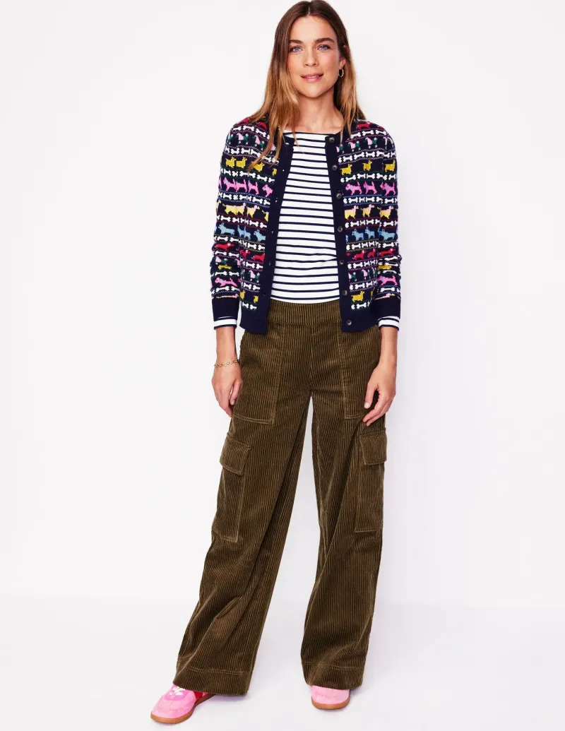 Sweaters & Cardigans-Boden Edie Fair Isle Cardigan-Navy, Dogs Navy,Dogs