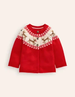 Sweaters & Cardigans-Boden Edie Fair Isle Cardigan-Poppy red Reindeer PoppyredReindeer