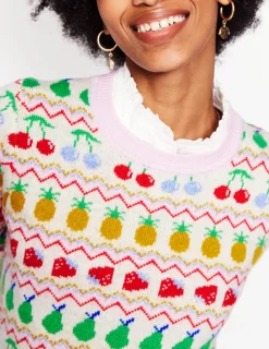 Sweaters & Cardigans-Boden Edie Fair Isle Sweater-Ecru Marl, Fruit EcruMarl,Fruit