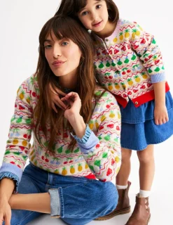 Sweaters & Cardigans-Boden Edie Fair Isle Sweater-Ecru Marl, Fruit EcruMarl,Fruit