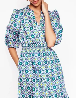Midi | Petite Dresses-Boden Elena Tiered Cotton Midi Dress-Multi, Floweret Tile Multi,FloweretTile
