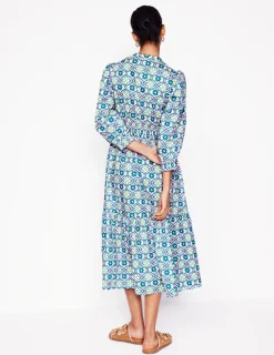 Midi | Petite Dresses-Boden Elena Tiered Cotton Midi Dress-Multi, Floweret Tile Multi,FloweretTile