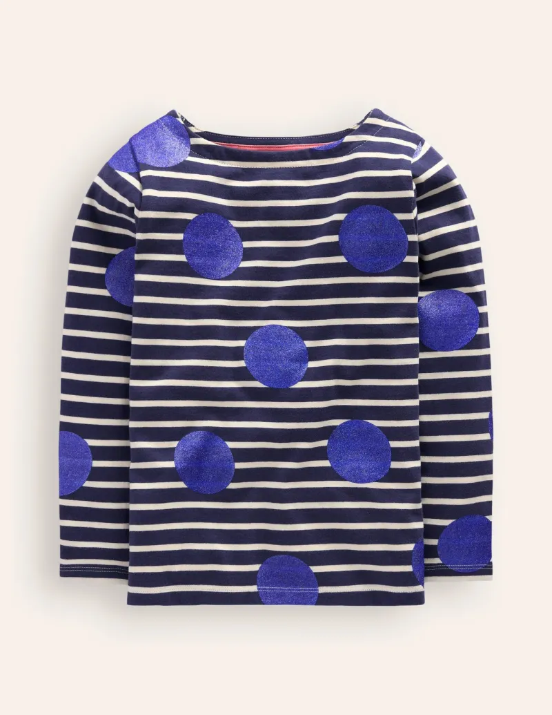 Tops & T-Shirts-Boden Ella Breton-Sapphire Blue Foil spot SapphireBlueFoilspot