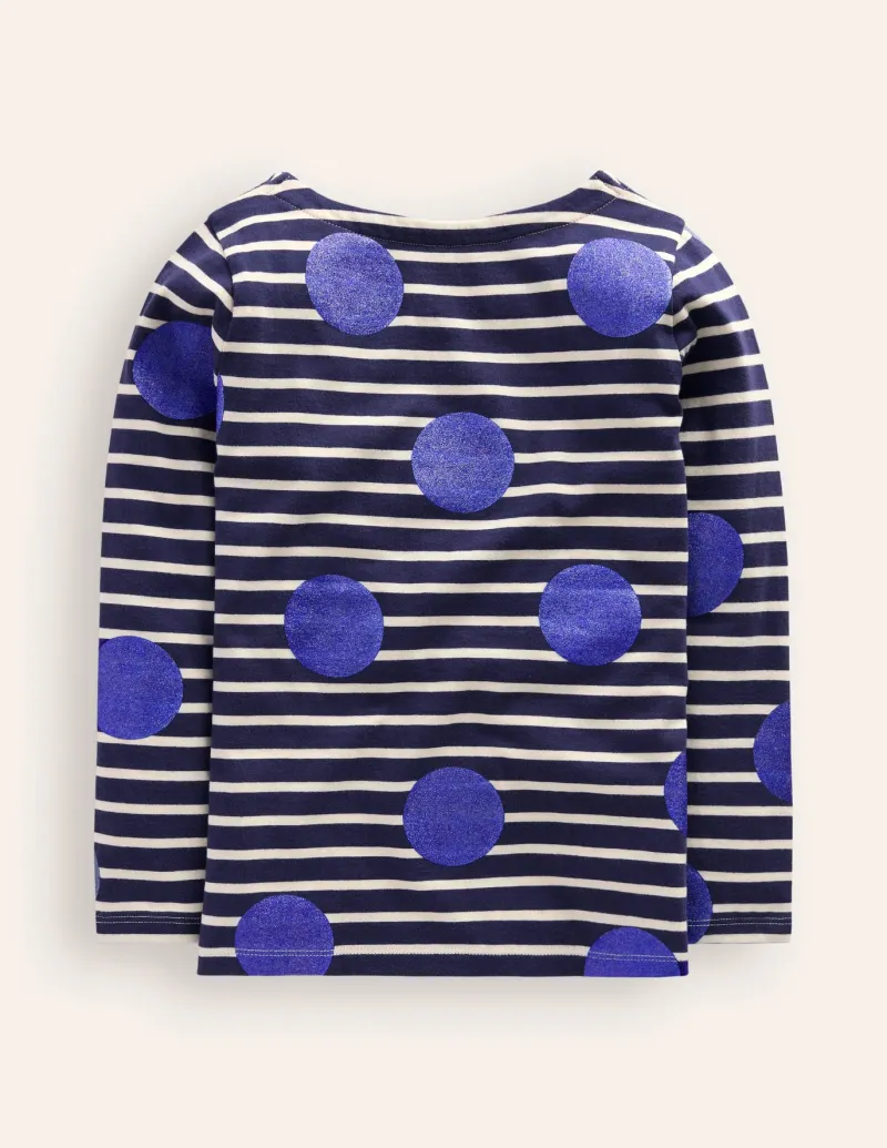 Tops & T-Shirts-Boden Ella Breton-Sapphire Blue Foil spot SapphireBlueFoilspot