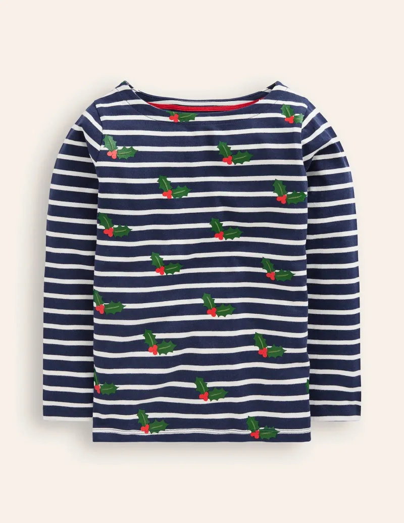 Tops & T-Shirts-Boden Ella Breton-Starboard Blue/ Ivory Festive StarboardBlue/IvoryFestive