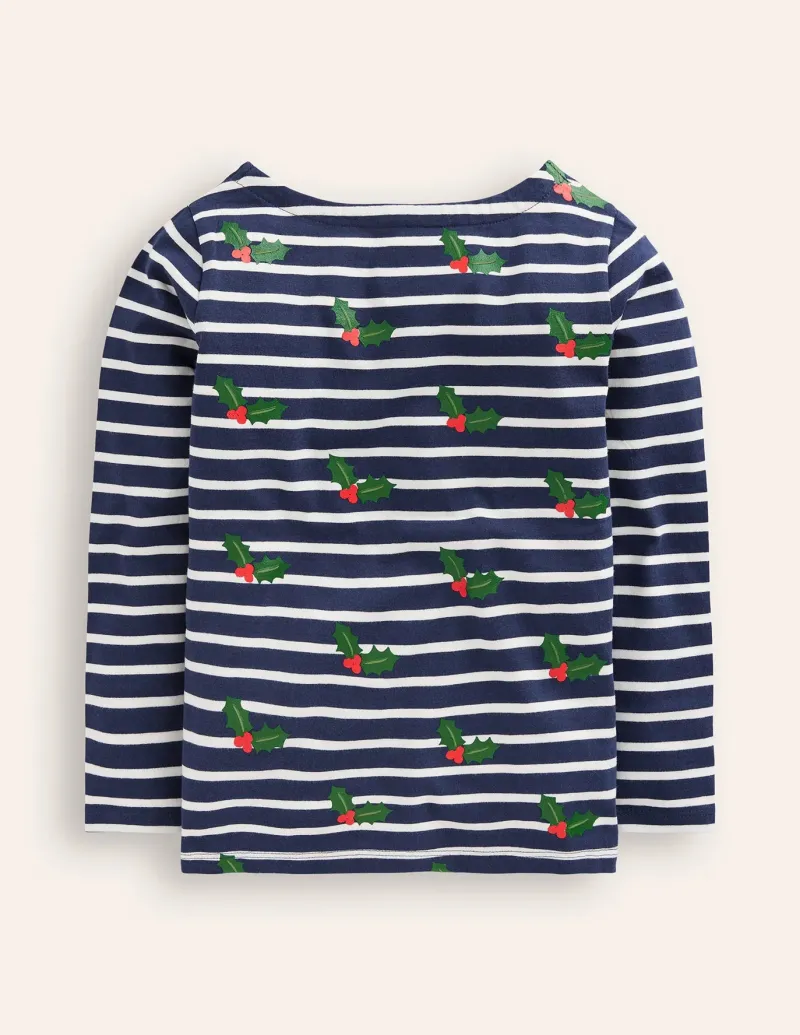 Tops & T-Shirts-Boden Ella Breton-Starboard Blue/ Ivory Festive StarboardBlue/IvoryFestive