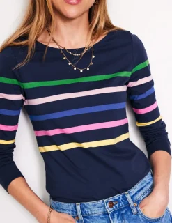 T-Shirts & Tanks | Tops & Blouses-Boden Ella Long Sleeve Breton-French Navy and Rainbow FrenchNavyandRainbow