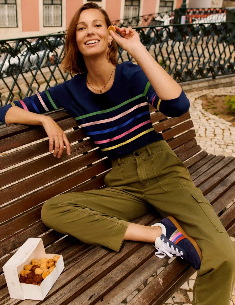 T-Shirts & Tanks | Tops & Blouses-Boden Ella Long Sleeve Breton-French Navy and Rainbow FrenchNavyandRainbow