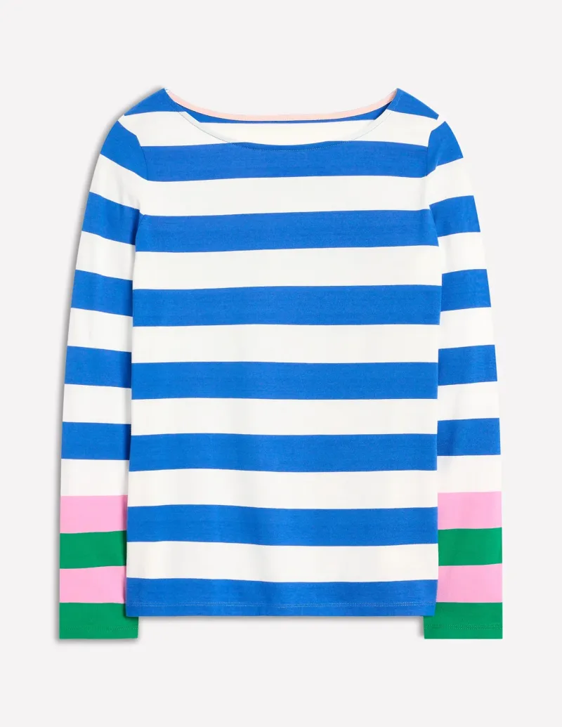 T-Shirts & Tanks | Tops & Blouses-Boden Ella Long Sleeve Breton-Gallery Blue, Emerald Cuff GalleryBlue,EmeraldCuff