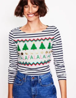 T-Shirts & Tanks | Tops & Blouses-Boden Ella Long Sleeve Breton-Ivory, Navy, Falalala Ivory,Navy,Falalala
