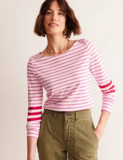 T-Shirts & Tanks | Tops & Blouses-Boden Ella Long Sleeve Breton-Ivory, Red and Party Pink Ivory,RedandPartyPink