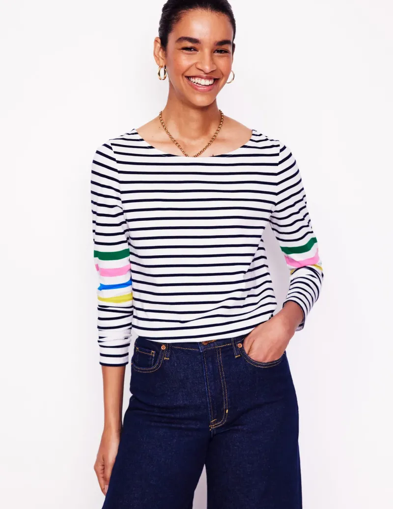 T-Shirts & Tanks | Tops & Blouses-Boden Ella Long Sleeve Breton-Ivory Multi Arm Placement IvoryMultiArmPlacement