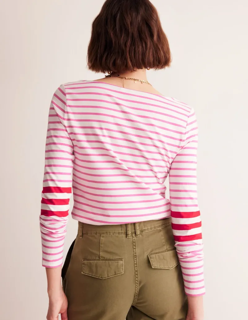 T-Shirts & Tanks | Tops & Blouses-Boden Ella Long Sleeve Breton-Ivory, Red and Party Pink Ivory,RedandPartyPink